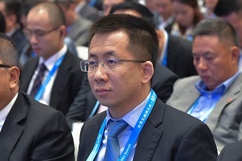 Archív felvétel – Zhang Yiming, a ByteDance alapítója a Kelet-Kína Zhejiang tartományában fekvő Wuzhenben megrendezett 5. Világinternet-konferencia megnyitó ünnepségén 2018. november 7-én.