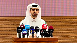 Ibrahim bin Sultan Al Hashmi, director of media and communication at Qatar’s foreign ministry, speaks at a briefing in Doha, 27 October 2026.
