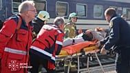 Rescuers evacuate a wounded civilian after a Russian drone attack on a railway platform in Dnipro, Ukraine, Thursday, 29 October, 2026.
