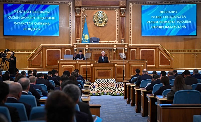 The address came two months later than usual and was delivered at the parliament session.