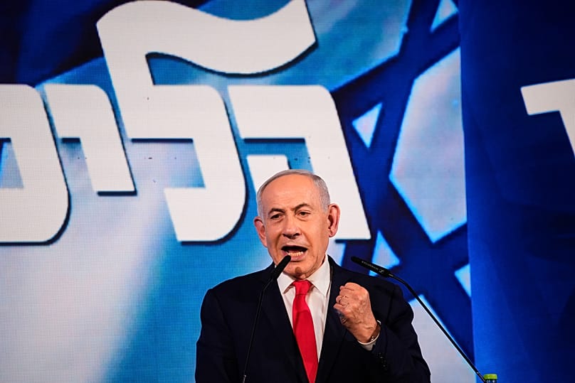 Israeli Prime Minister Benjamin Netanyahu speaks to his supporters at Likud party headquarters in Jerusalem. 28 October 2026