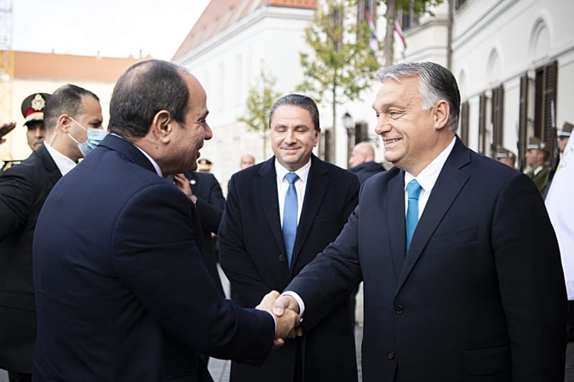 Az egyiptomi elnök Budapesten Orbán Viktor miniszterelnökkel, 2021 október 13.