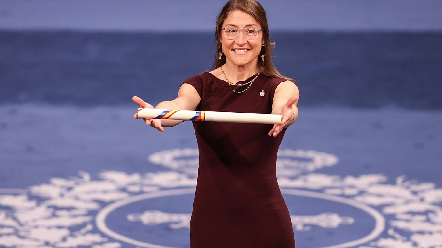 Christina Koch recogiendo su Premio Princesa de Asturias 2026.