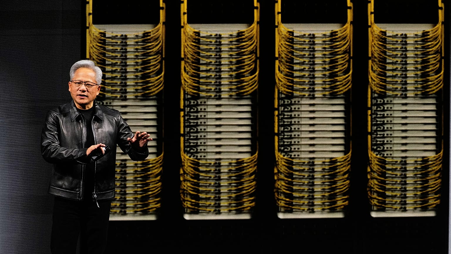 Nvidia CEO Jensen Huang delivers his keynote on the company's GTC event in Berlin, Germany, Wednesday, Oct. 21, 2026.