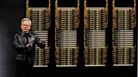 Nvidia CEO Jensen Huang delivers his keynote on the company's GTC event in Berlin, Germany, Wednesday, Oct. 21, 2026.