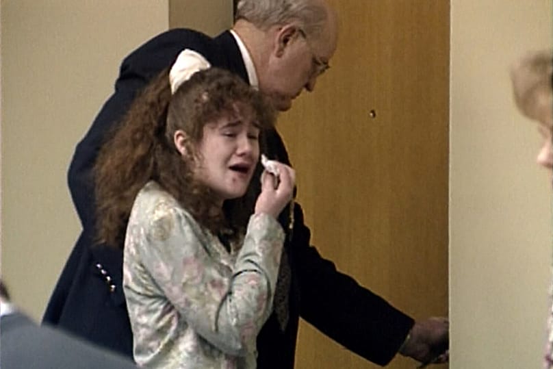 In this image from video provided by WBIR-TV, Christa Pike cries after being sentenced to death on 30 March, 1996 in Knoxville, Tenn.